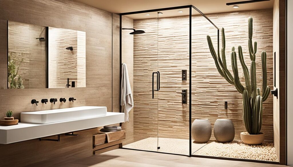 modern desert design walk-in shower