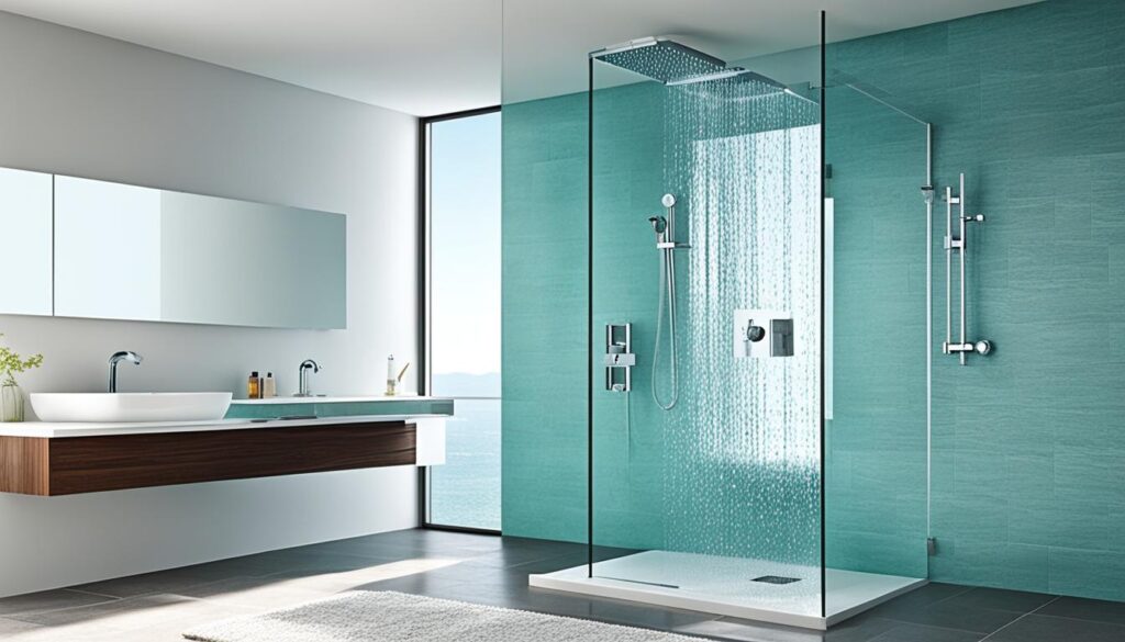 rainfall showerhead walk-in shower