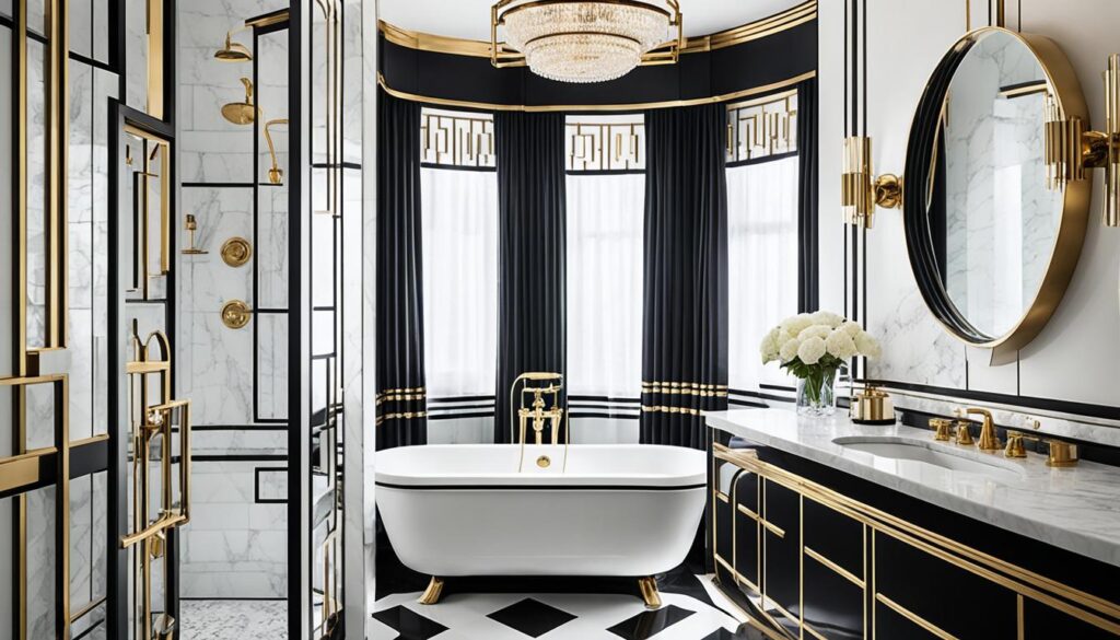 color palette choices in Art Deco bathrooms