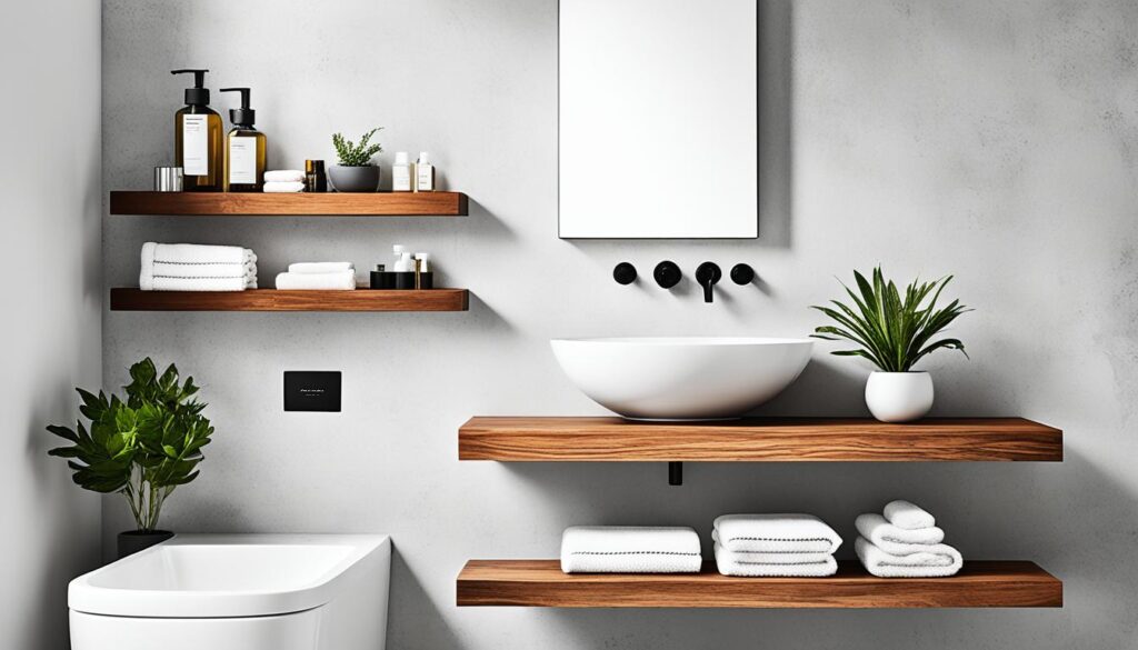 modern bathroom shelving